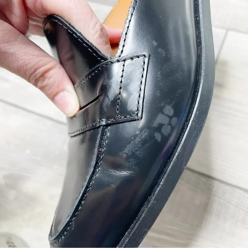 Everlane Black Leather Backless Loafers Mules - Picture 8 of 8